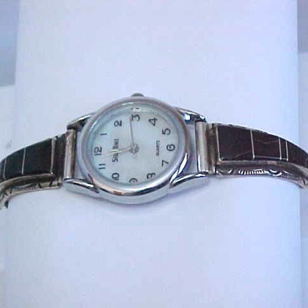Sterling Silver Women's Black Inlay Watch